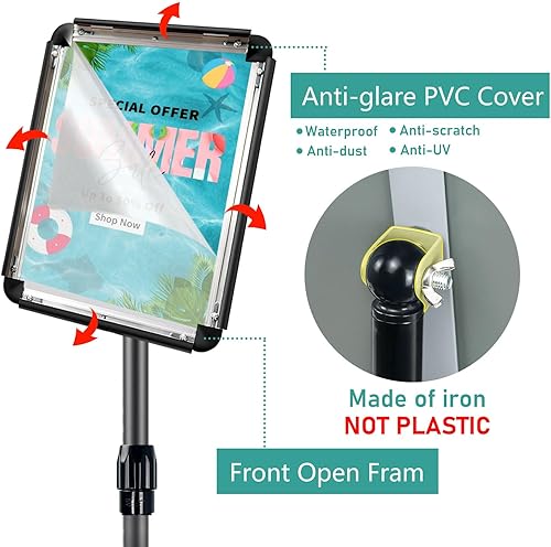 Miniatura 4 de AceShow Soportes para letreros para exhibición, soporte de suelo de 8.5 x 11 pulgadas, soporte de señalización para empresas, soporte de letrero de