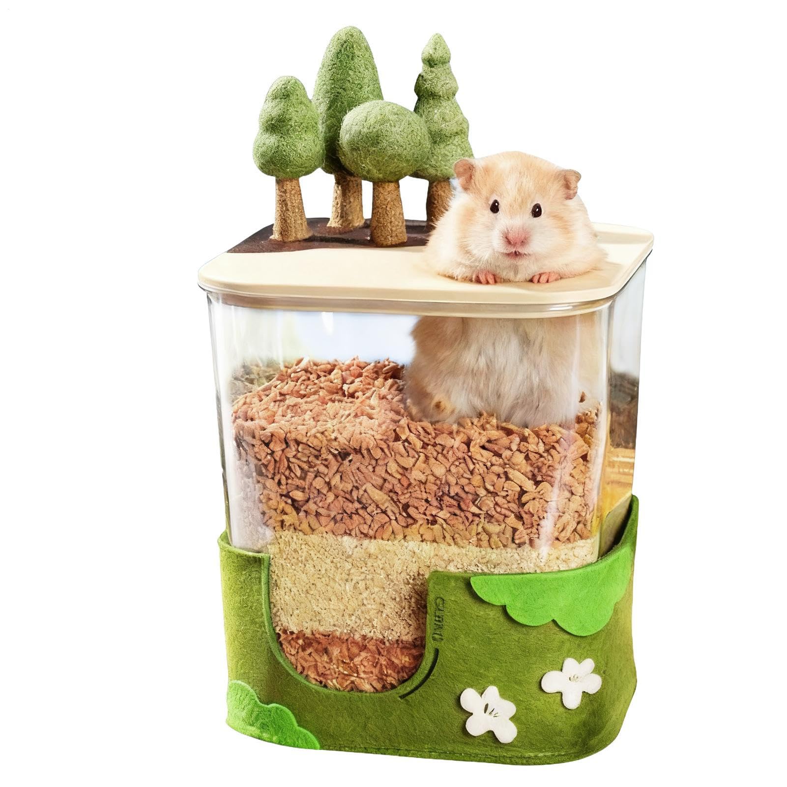 Habitat transparent pour gerbille haut de gamme et bac de soin