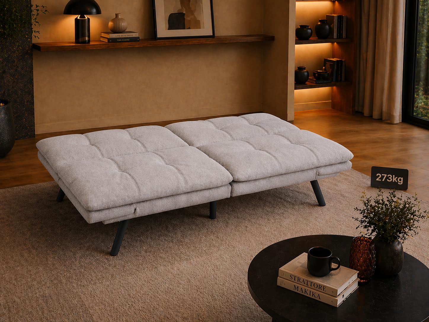 Schlafsofa 3-Sitzer Schlafcouch Paul 3in1 mit Schlaffunktion - verstellbare Armlehnen Rückenlehne Couch Sofa Liegefläche bis 273kg - Klappsofa Bettsofa Gästebett Bett Wohnzimmer (Grau)