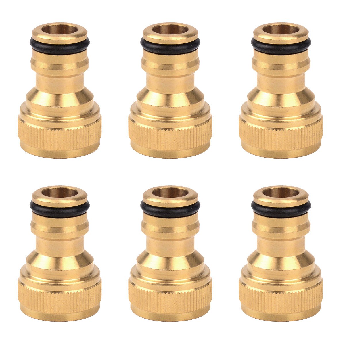 Gardeningwill6 Pieces Brass Male BSP 1/2" Internal Thread Faucet Hose Nozzle Quick Connect Adapter