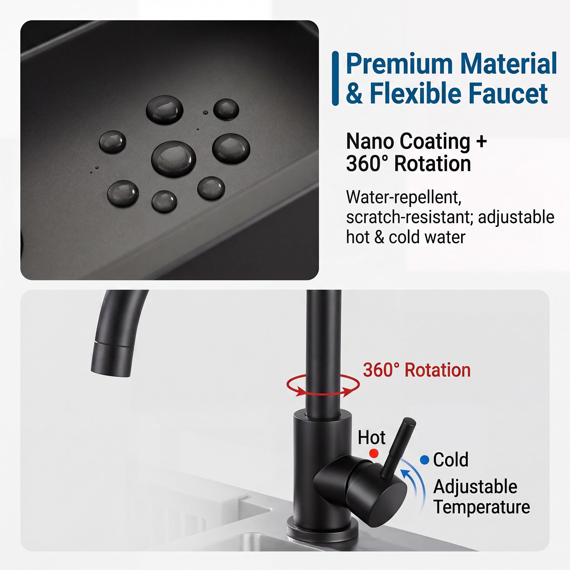 Lavello da Esterno in Acciaio Inox Autoportante con Paraspruzzi su 3 Lati, Mobile Lavandino Monovasca, Lavabo Lavanderia, con Rubinetto Acqua Calda per Giardino, Garage(60 x 45 x 92cm)