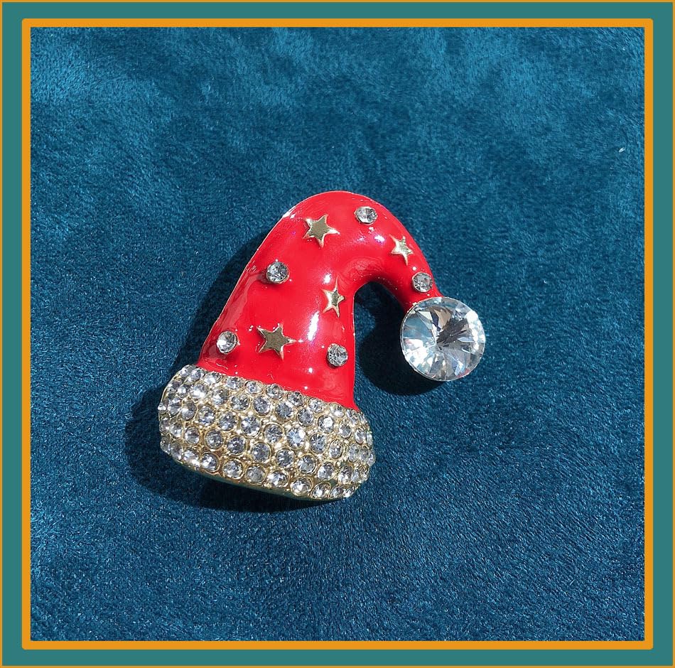 Image of Christmas Brooch Pins Crystal Christmas Tree Snowflake Jingle Bell Reindeer Enamel Brooches Holiday Party Gift for Women