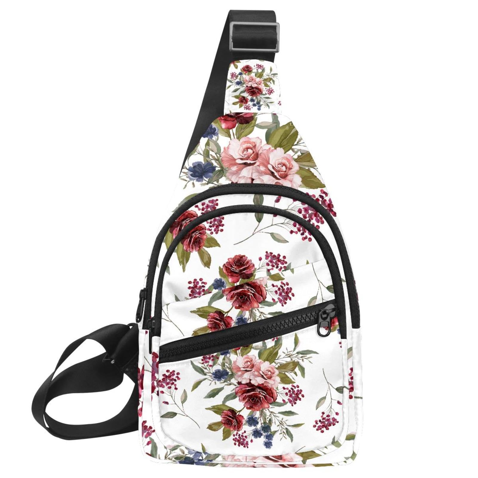 Mochila bandolera impermeable con diseño de rosas para hombre 7