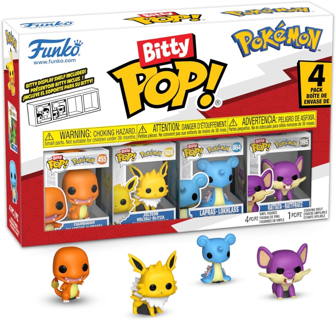 Funko Bitty Pop! Pokemon - Charmander - 4-pak - 0,9 cala (2,2 cm) kolekcjonerski - półka ekspozycyjna do układania w stos w zestawie - pomysł na prezent - torba imprezowa