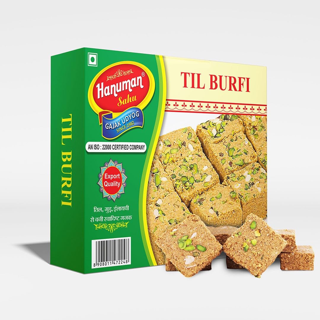 HANUMAN SAHU GAZAK UDYOG Hand Made Til Barfi Sesame Sweets | Authentic & Fresh | Indian Sweets | Festival Jaggery Mithai | Gajak | Gazzak | Gachak | (250gm)