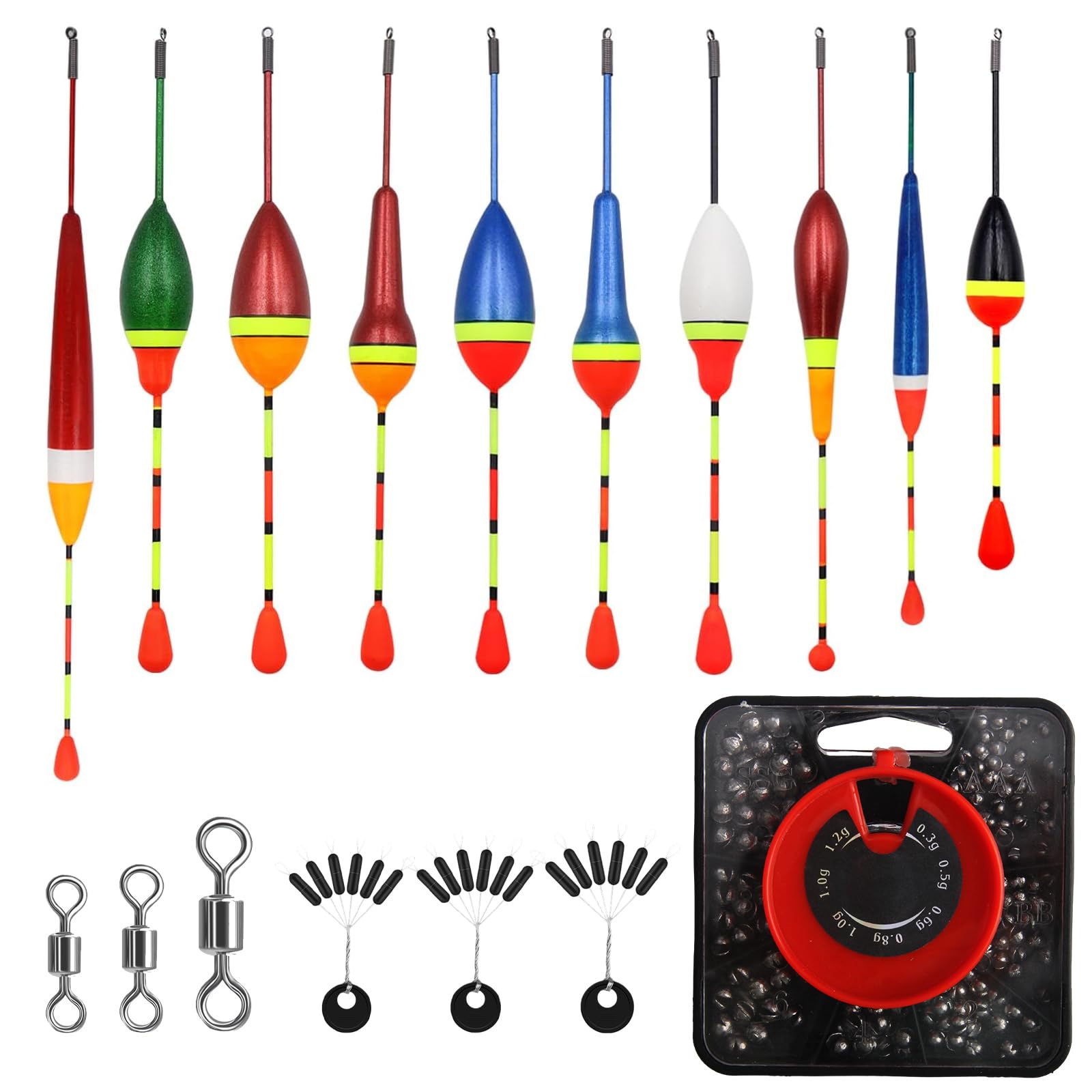 17pcs Fishing Floats Coarse Set Fishing Tackle Contains Floats, Fishing Weights, Straight Column Space Bean Fishing, Fishing Swivels Fishing Accessories, For Carp And Coarse Angling, Variety All Fish
