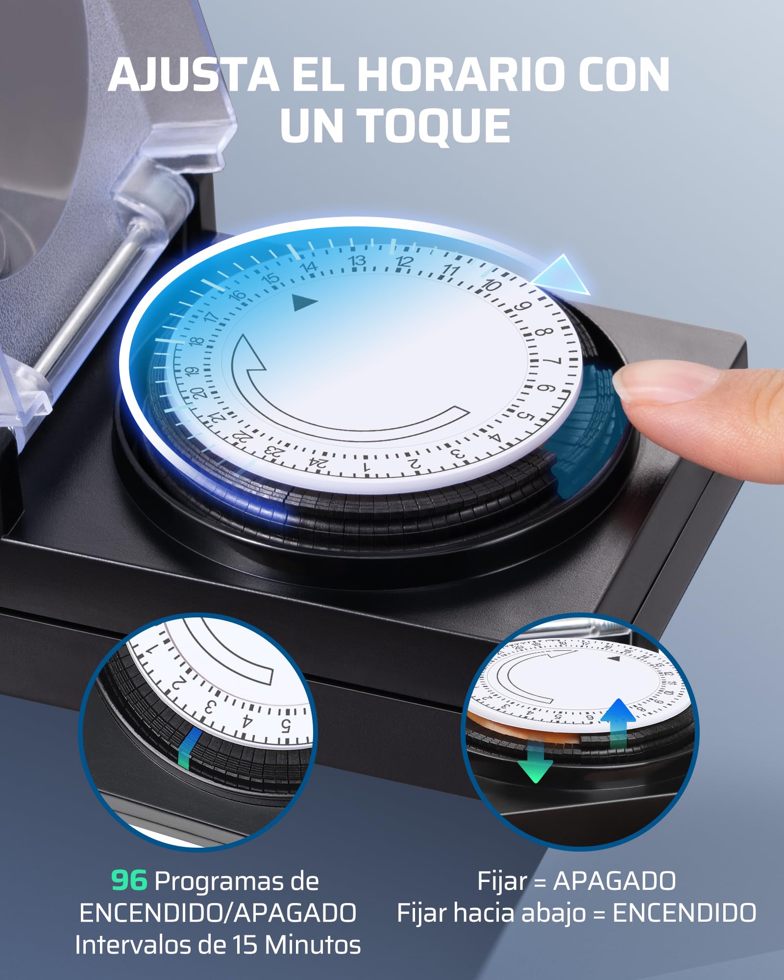 DEWENWILS Temporizador Analógico Mecánico para Exterior, IP44 Impermeable, Cerradura para Niños y Cubierta Protectora para Jardín, Bomba de Piscina, 16A / 3680W, Paquete de 2 Unidades