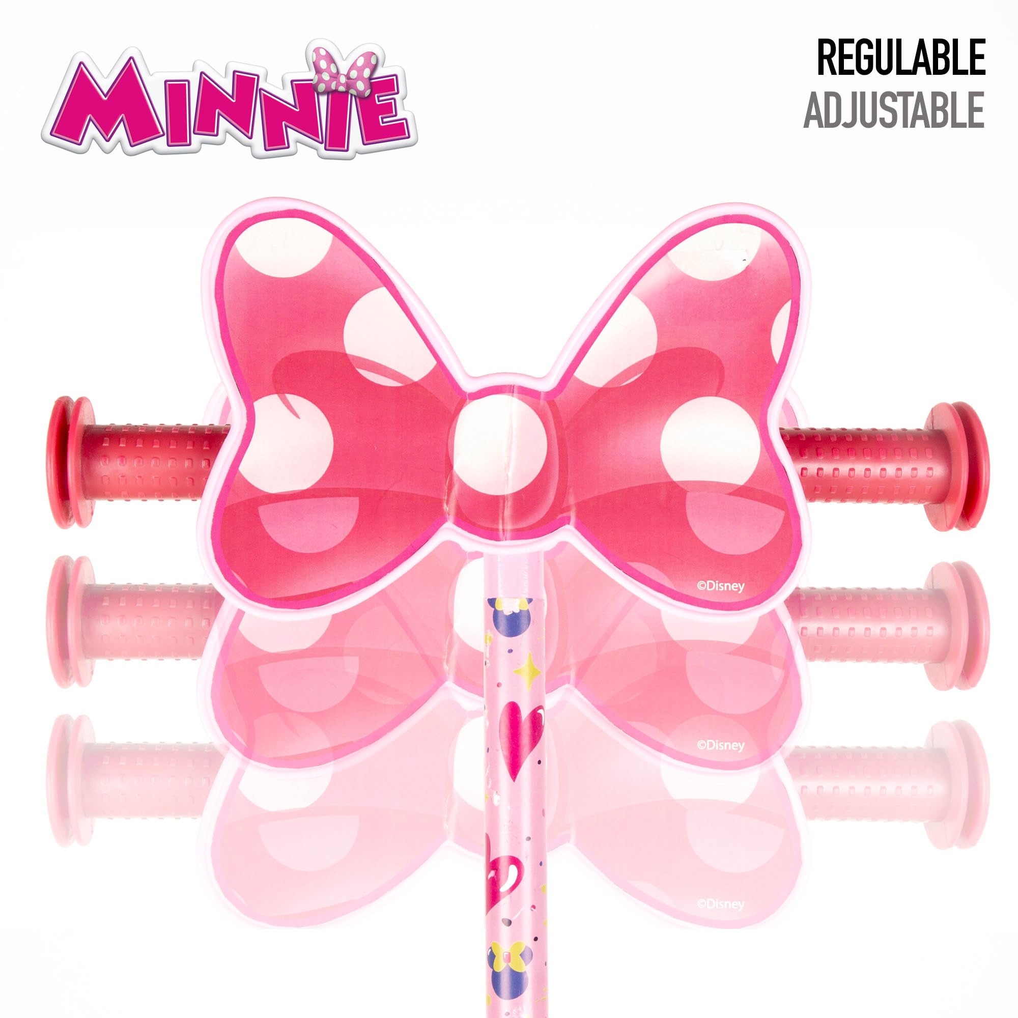 Disney Minnie Patinete 3 Ruedas +20 kg +2 años, 57x30x60-66 cm, Escudo Delantero, Juegos para niños, Motricidad, Diseño Colorido Minnie Mouse, Patinete Infantil, Fácil de Montar (77742)