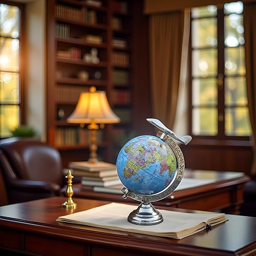 Miniatura 2 de Globo educativo con jet para aprendizaje y decoraciones. Globo mundial de escritorio con jet para estudio y oficina con aumento libre.