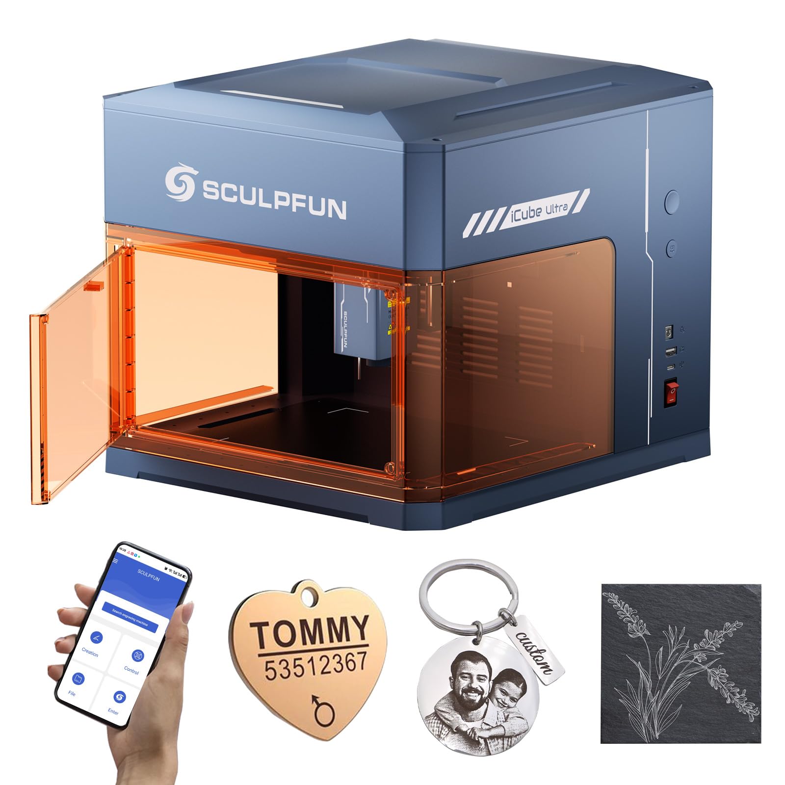 Cutter laser bois SCULPFUN iCube Ultra mini graveur laser 12W de table avec filtre