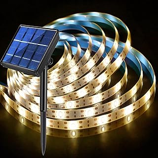 Solar LED Streifen Lichter im Freien, 1M Warmweiß 3000K Solar Powered Flexible Band Lichter, 30 LED, Cuttable, IP65 wasserdichte LED Lichter für Balkon, Garten, Treppen Dekor