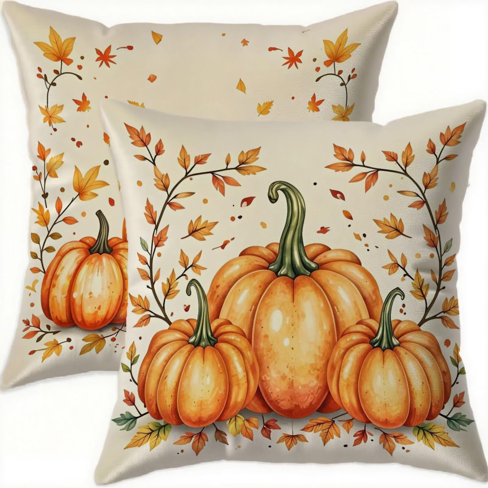 Housse coussin 60x60cm impermeable orange citrouille lot de 2 taies