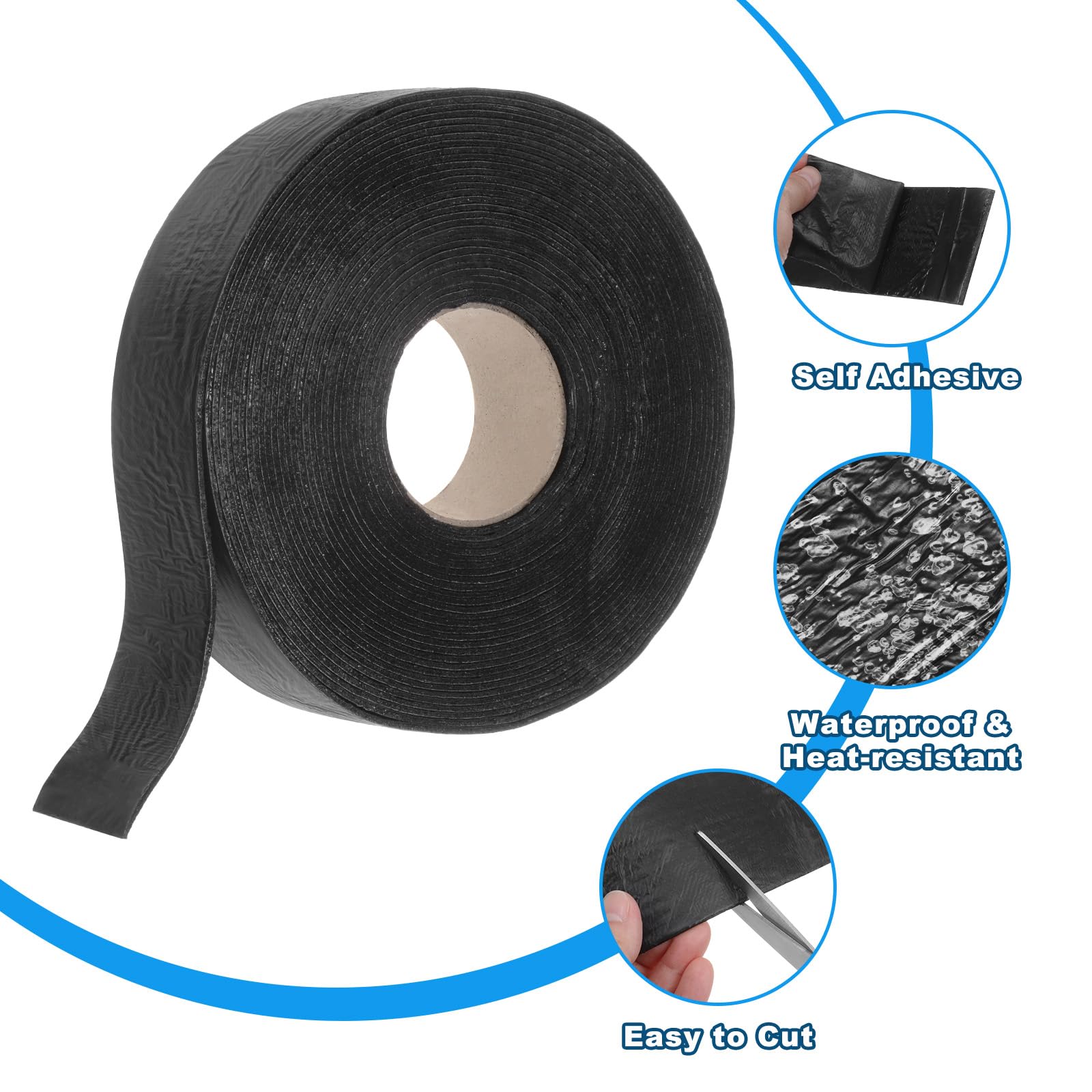 sourcing map 2 Rollos 33 pies x 1.2" Cinta de Sellado Autoadhesiva para Grietas de Asfalto en Carreteras de Cemento
