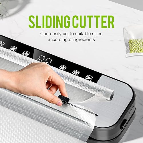 Miniatura 6 de FIRE HIVE Máquina selladora al vacío 5 en 1 para alimentos, potente succión de 75 KPa, tira de sellado de 11.8 pulgadas, limpieza con luz púrpura,