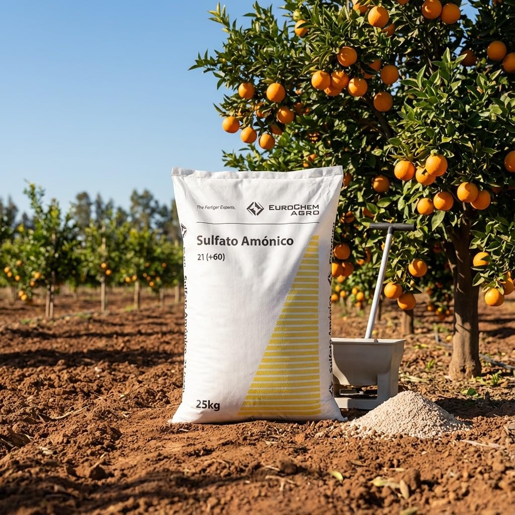Suinga Sulfato Amónico 21%, Saco de 25 Kg de Abono | El azufre es un nutriente indispensable en todos los cultivos | Abono para Cultivos | Ideal para Árboles Frutales | Acción Inmediata