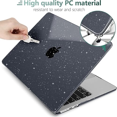 Miniatura 4 de MEEgoodo Funda con purpurina para MacBook Air M4M3M2 de 15 pulgadas 2025 2024 2023, compatible con el modelo (A3241A3114A2941), carcasa para laptop