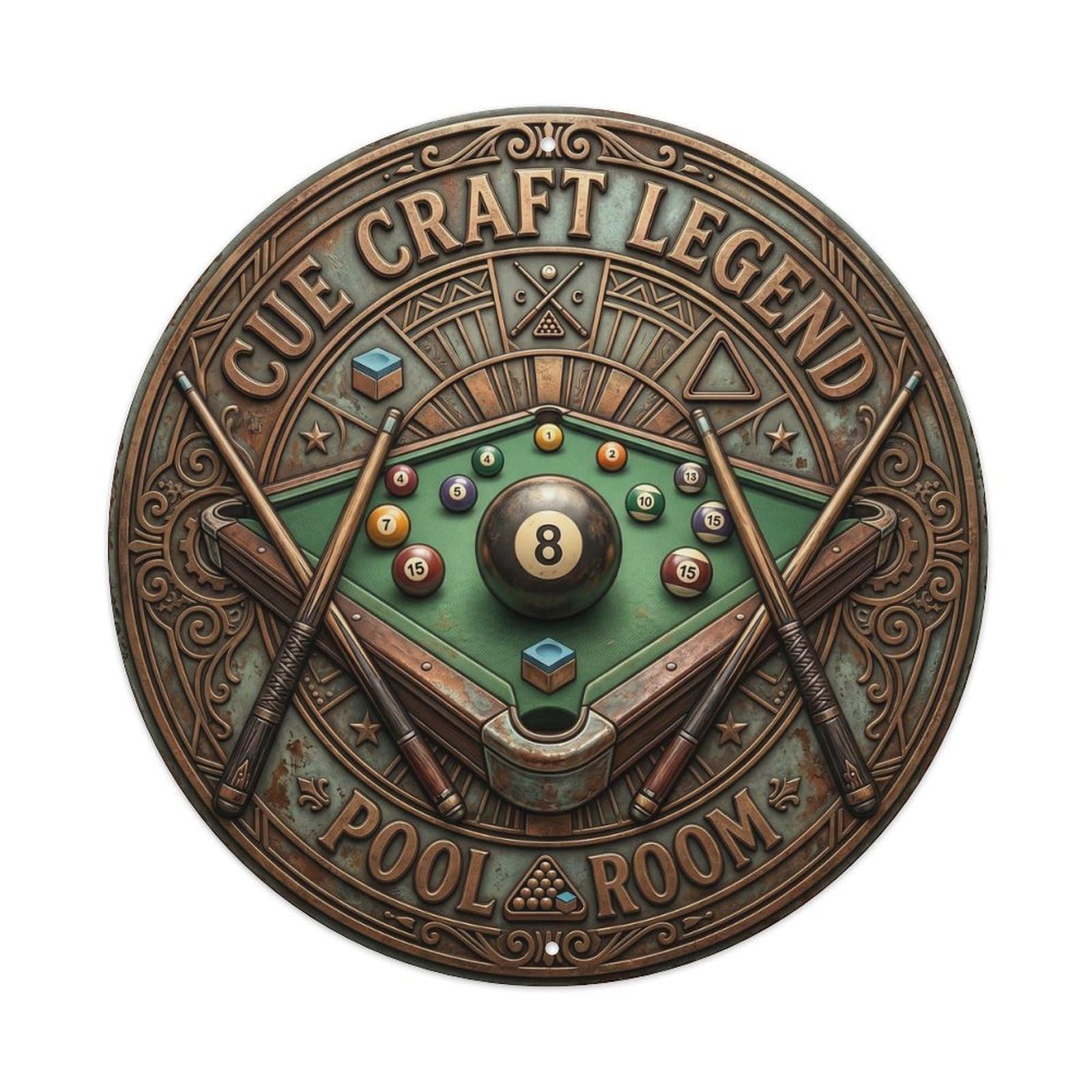 Cwbufd Vintage Style Cue Craft Legend Pool Room Vintage Metal Tin Sign Plaque Wall Decor For Cafe, Club Bar, Office, Garden Metal Poster 8X8inch
