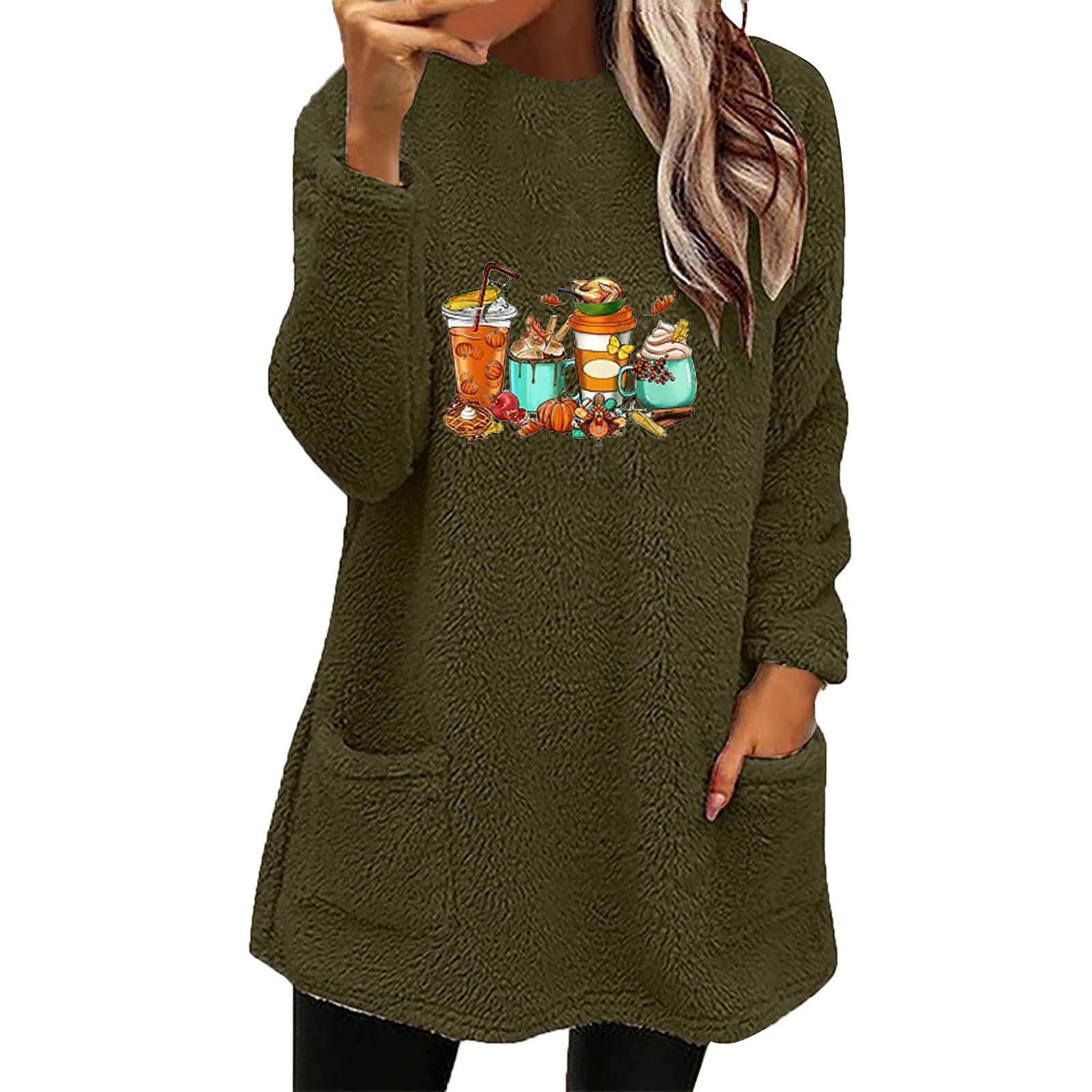 Hoodies for Women Fleece Linend Warm Sweatshirt Hoodies Long Sleeve Tunic Pullover with Pockets Warm Winter Hoodies
