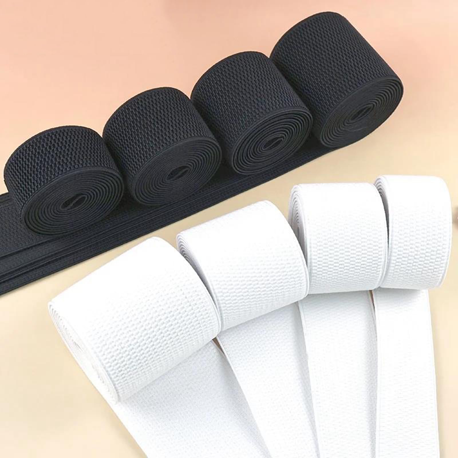 Nastro Elastico in Poliestere da 5 Metri – 25–100 mm, Elastico per Jeans, Cinture, Abbigliamento e Cucito Creativo,Bianco,100 mm