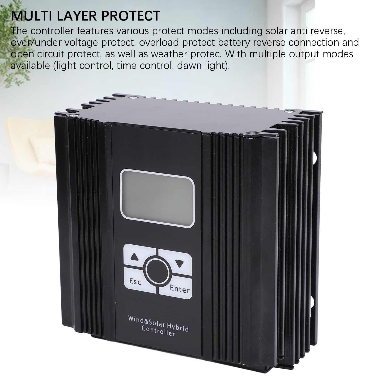 FTVOGUE Hybrydowy System Kontrolera Energii Wiatrowej 12 V / 24 V MPPT Kontroler ładowania z Wyświetlaczem LCD do Domowego Oświetlenia Morskiego i Ulicznego Efektywne ładowanie Panelu Słonecznego