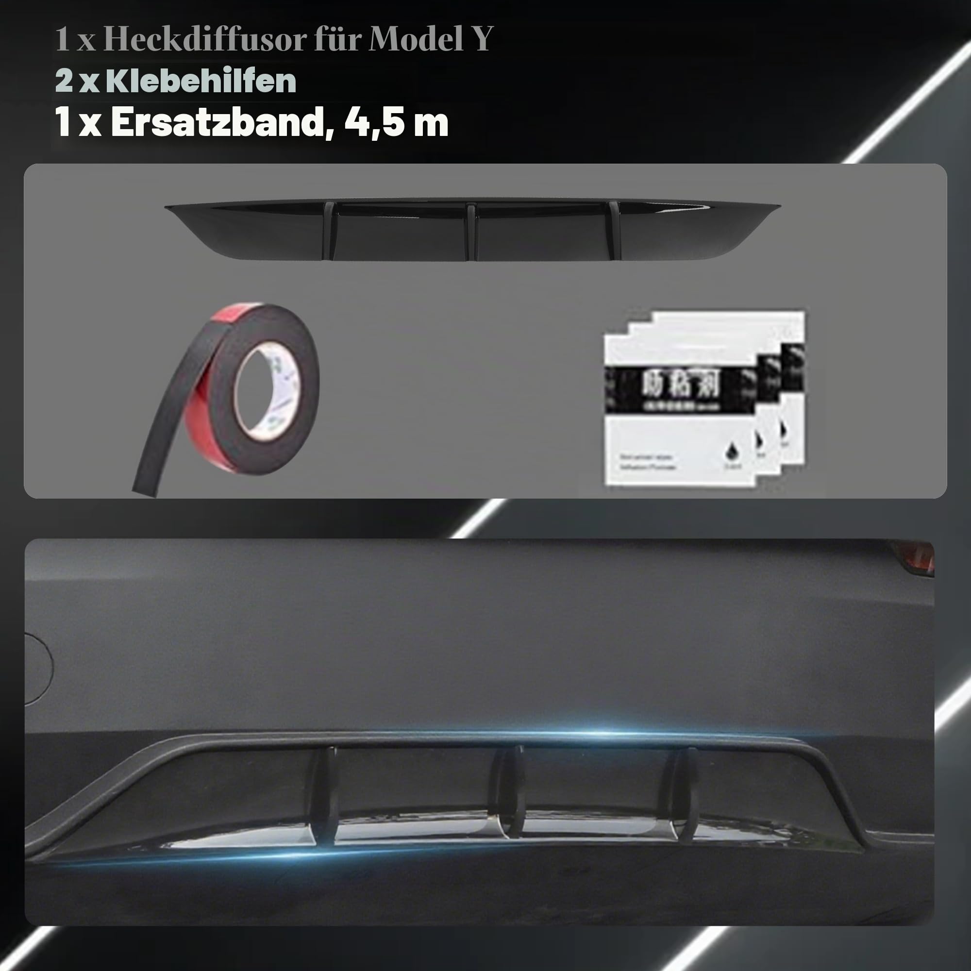 Arcoche hinteren Diffusor für Tesla 2025 2026 Model Y Juniper hinteren Stoßstanger Formen unteren Lippen Splitter Spoiler Model Y Zubehör, Not for Model Y Standard (glänzendes Schwarz)