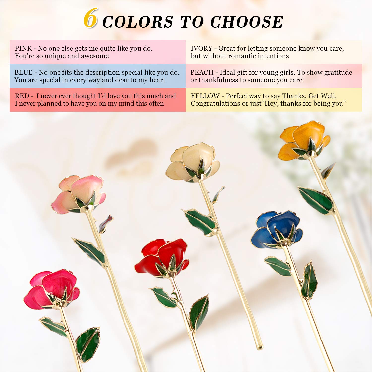 Ejoyous Rosa Eterna In Oro 24K Con Supporto - Vera Rosa Placcata Oro, Regalo Per Fidanzata, Moglie, Mamma, Per San Valentino, Anniversario, Festa Della Mamma, In Scatola Blu