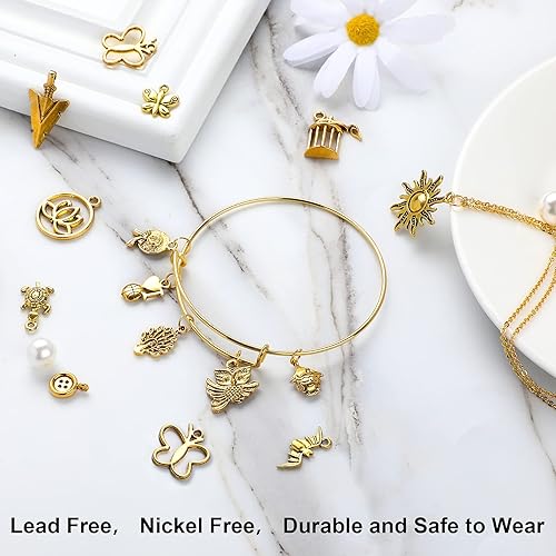 Miniatura 10 de SANNIX 350Pcs Christmas Charms for Jewelry Making, Gold Enamel Charms Christmas Charm Pendants for DIY Crafts Bracelets Necklace Earrings Craft