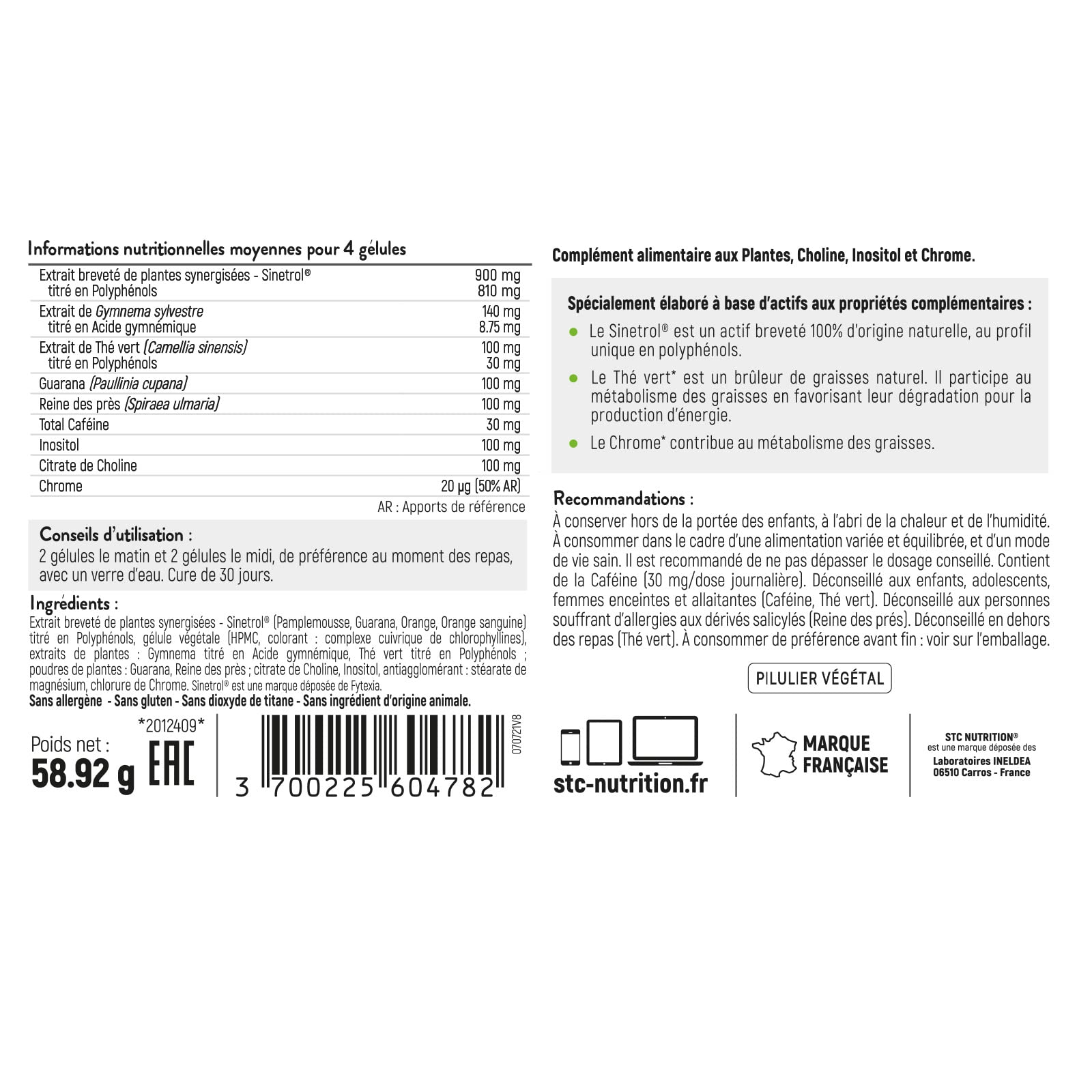 STC NUTRITION - Hydroxyblast® - Brûleur de graisses & coupe-faim naturel à base de plantes - Actif breveté Sinetrol® -Perte de poids & Contrôle de l'appétit - Lot de 2