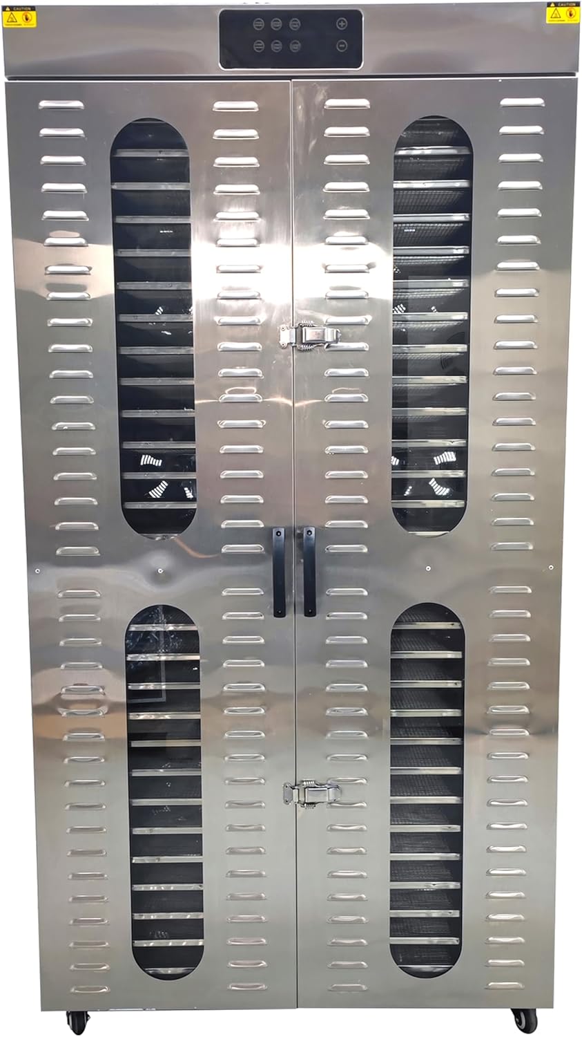 Food Dehydrator Fruit Vegetable Dryer Machine Commercial 28 Layers Two-door 220V for Drying Stainless Steel 6400W Adjustable Temperature 30-90 ℃