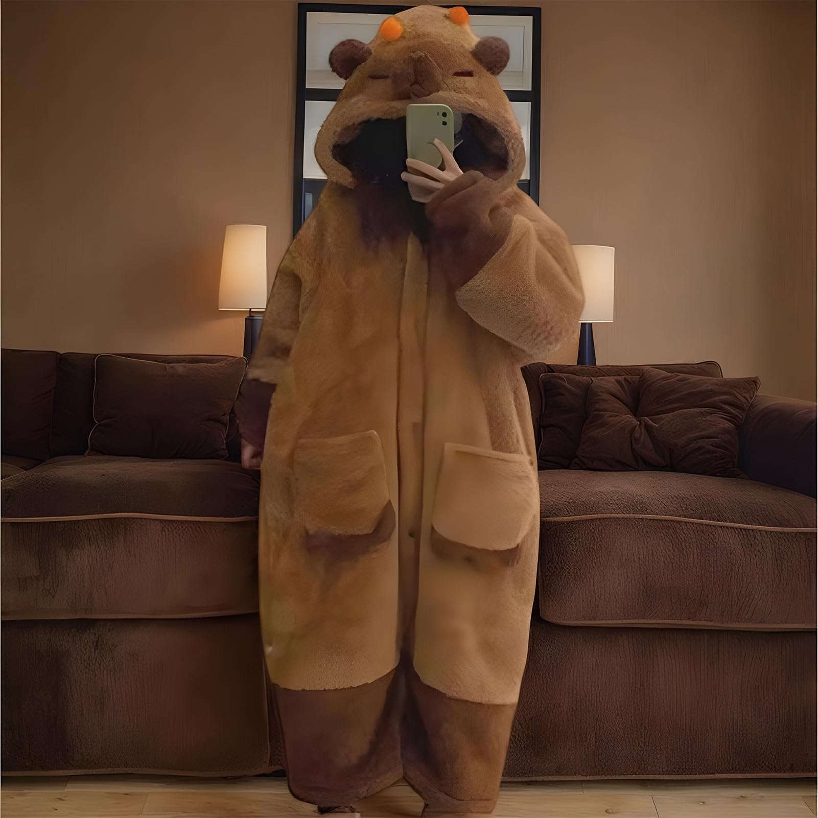 Costume da capibara per adulti, tuta da capibara per adulti, pigiama con animali, pigiama Capybara, pigiama morbido e confortevole, ideale per cosplay, sonno e relax per adulti e bambini