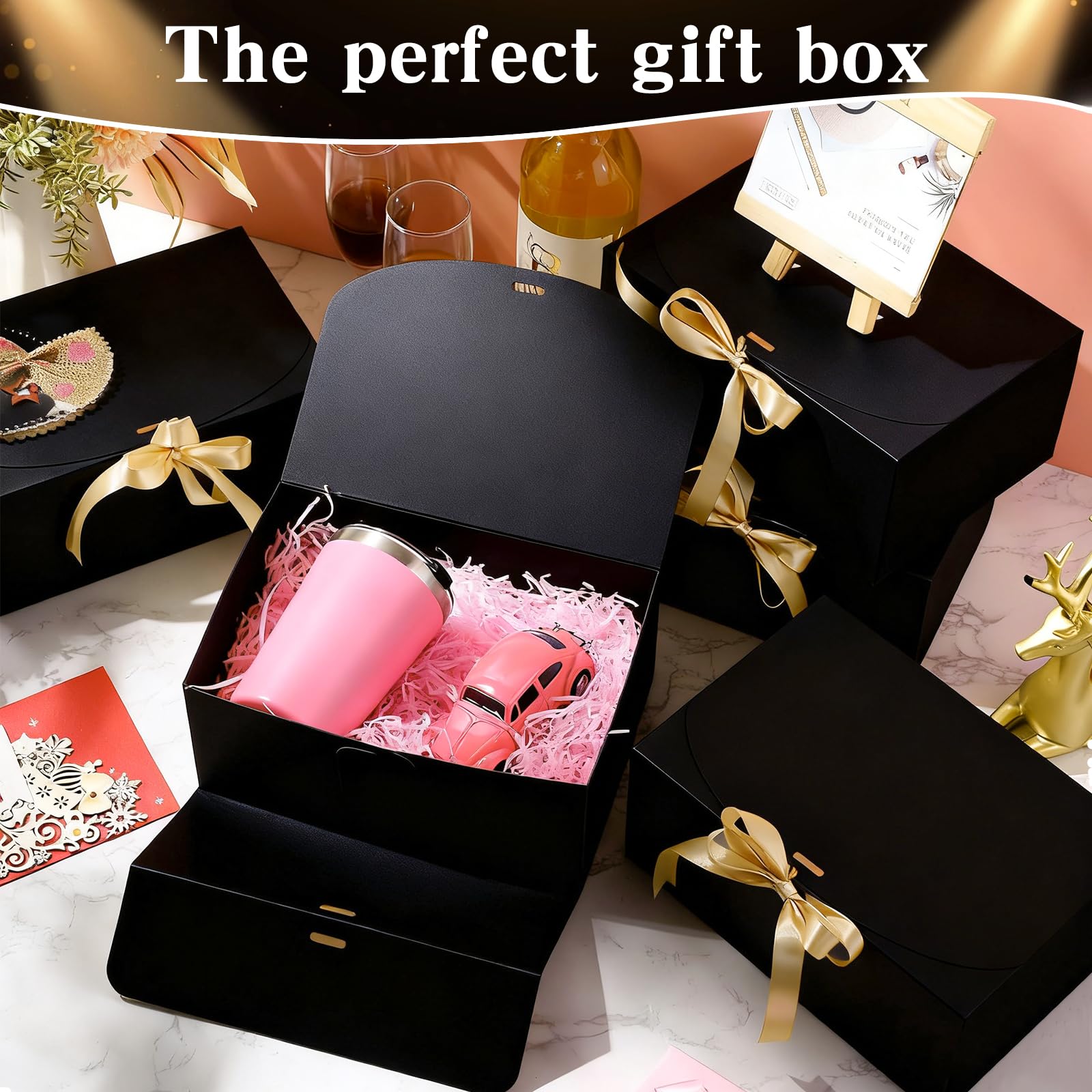 15 Pezzi Scatole Regalo in Carta Kraft, Scatole di Cartone 10 x 10 x 10 cm, Facile da Assemblare, con Coperchio, Scatola Regalo Quadrata, per Festa di