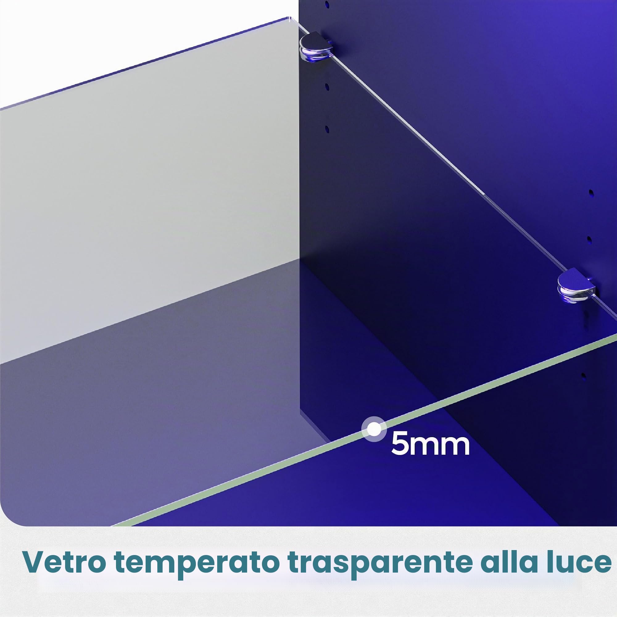 Bestier Mobile TV basso per TV da 65 pollici e piccoli televisori, 145 x 35 x 52 cm, con luci LED RGB & ripiani in vetro regolabili per soggiorno, camera da letto