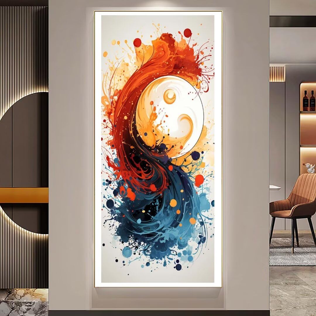 Kit di pittura con diamanti 5D Yin Yang fiore fai da te per adulti con accessori per la decorazione della parete domestica 30 x 30 cm