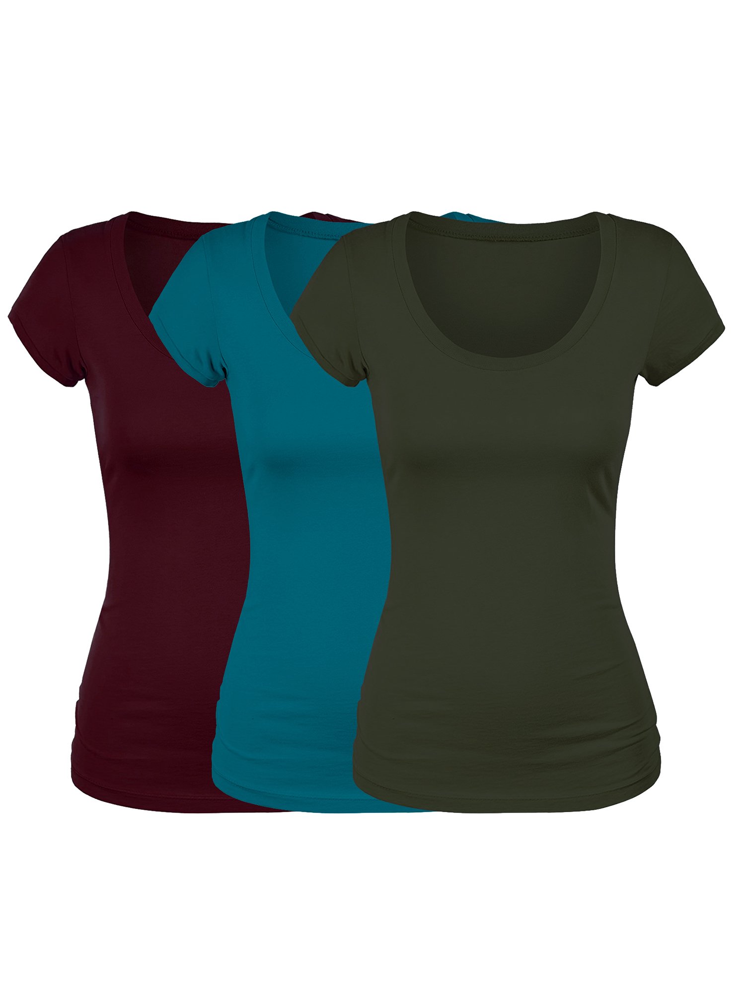 EmmaliseWomen's Short Sleeve Tshirt Scoop Neck Tee Value Pack Junior Plus Sizes