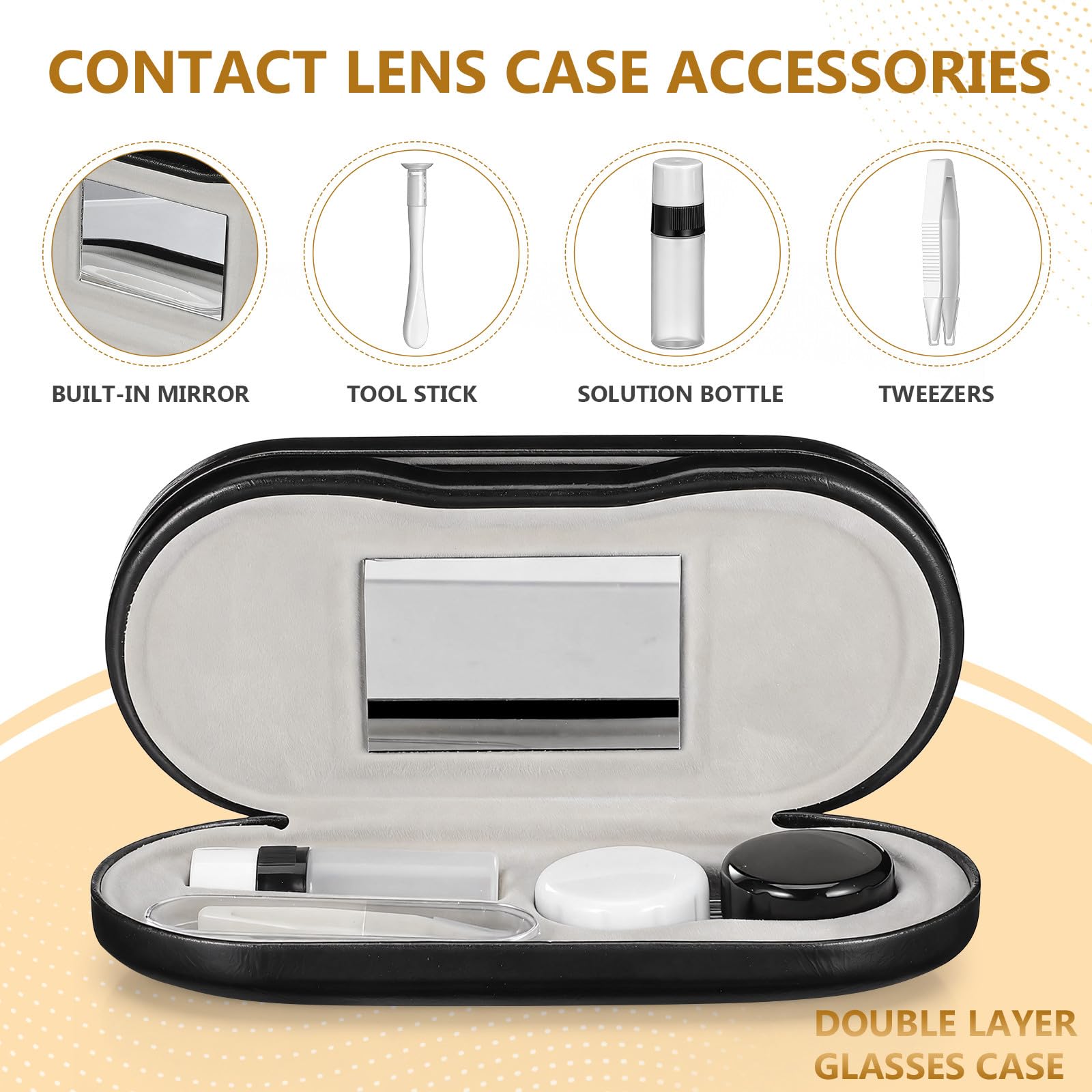 Obuyke 1 Set of Double Layer Glasses Case Portable Lens Glasses Box Multipurpose Organizer 2