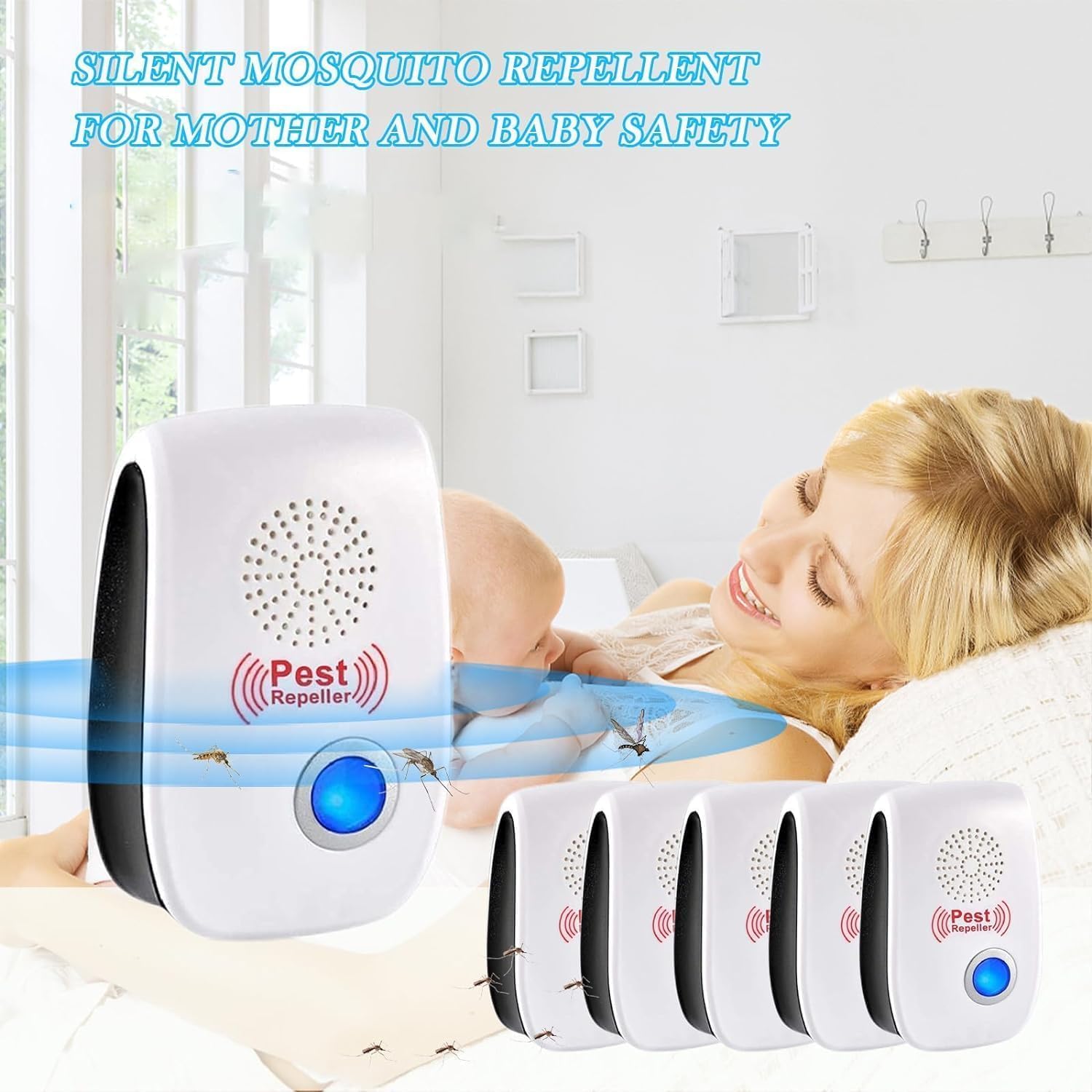 Ultrasuoni Anti Zanzare, 6 Pack Ultrasuoni Mouse e Ratti & Insetti Repellente Elettronica, Repellente Ultrasuoni per Anti Topo, Ratti Formiche Ragni Zanzare