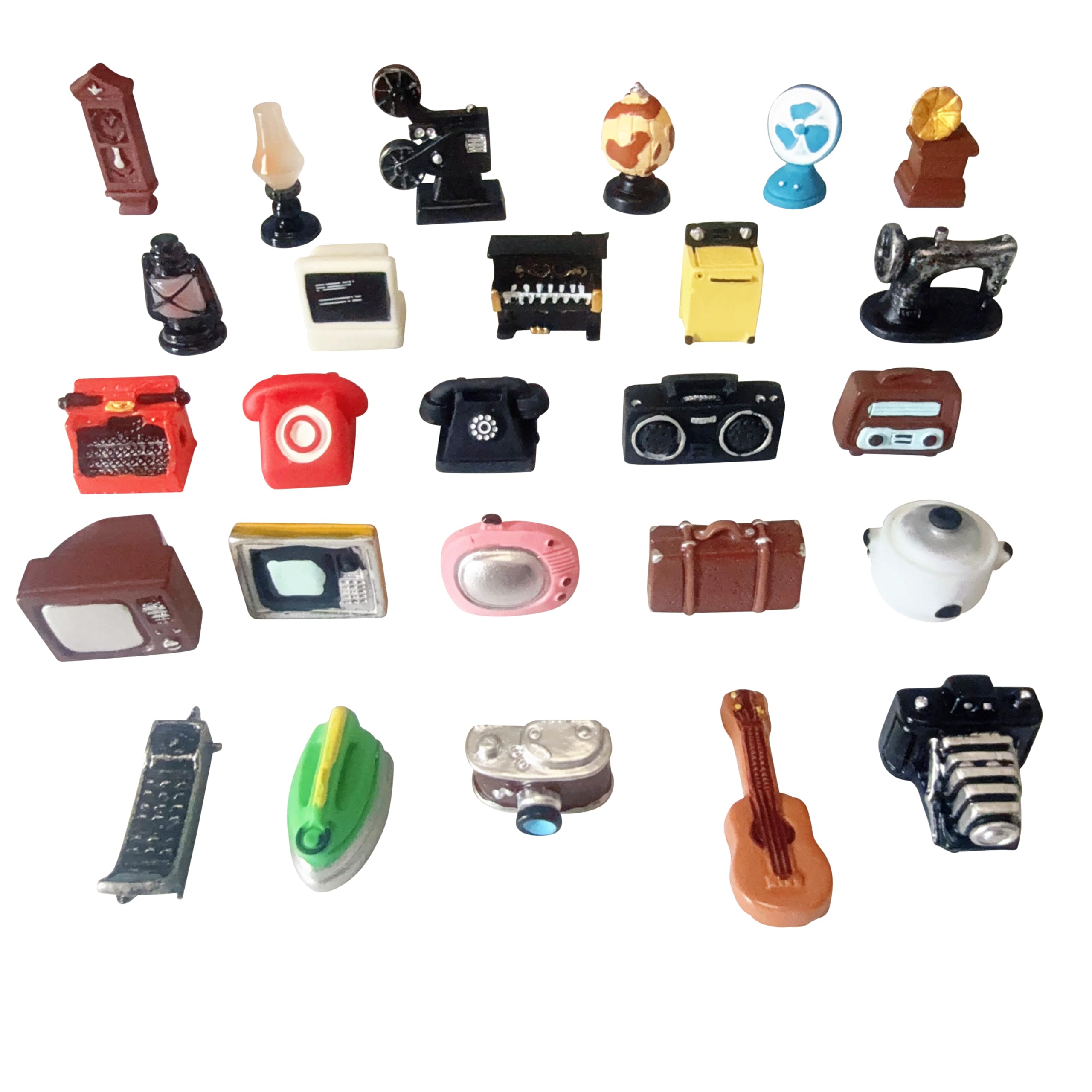25 unids resina en miniatura Retro Electrodomésticos Decoración Sets Cámaras Teléfono Foto Accesorios DIY Juego de simulación Casa de muñecas