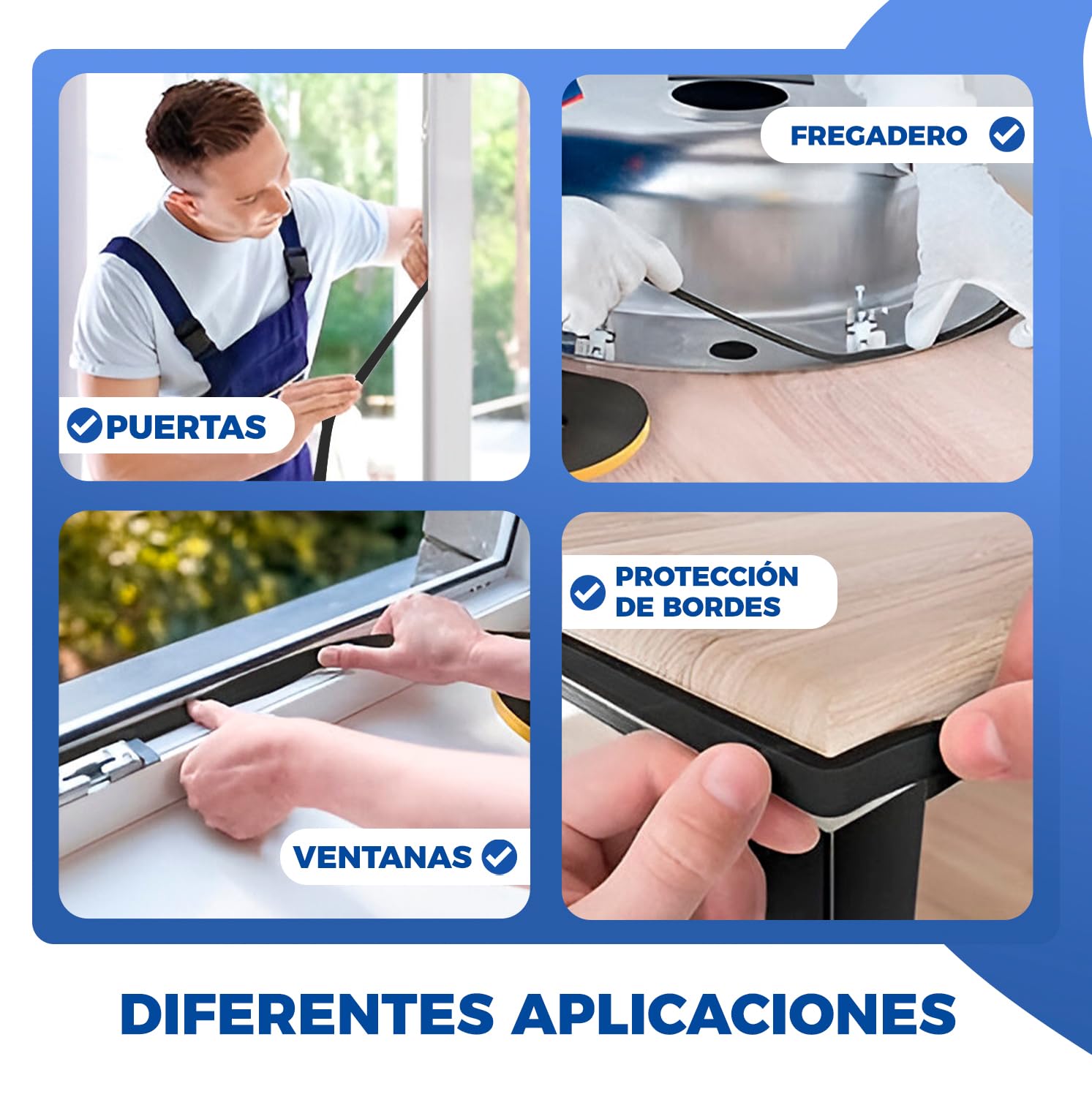 Junta de estanqueidad gruesa autoadhesiva ventanas 30mm (W) x 10mm (T) x 4Mts (L) burlete espuma/tiras de sellado para puertas y ventanas/burlete ventana corredera aluminio/burlete goma,2 piezas…