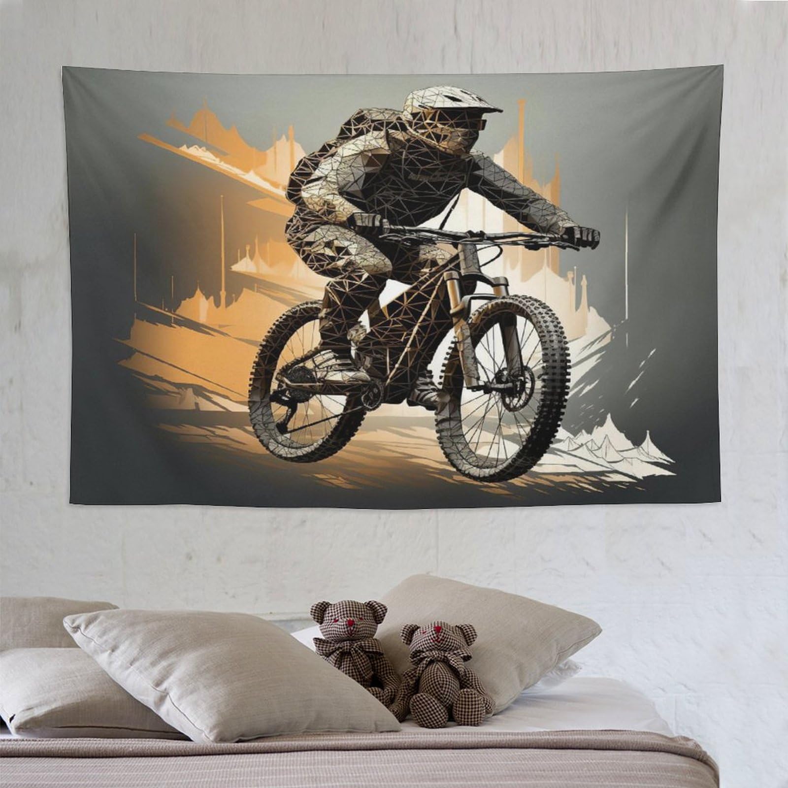 Mountain Bike Tapestry 3d Print Wall Hanging Tapestry for Living Room, Dorm Decor, Home Wall Decoration 150×230cm