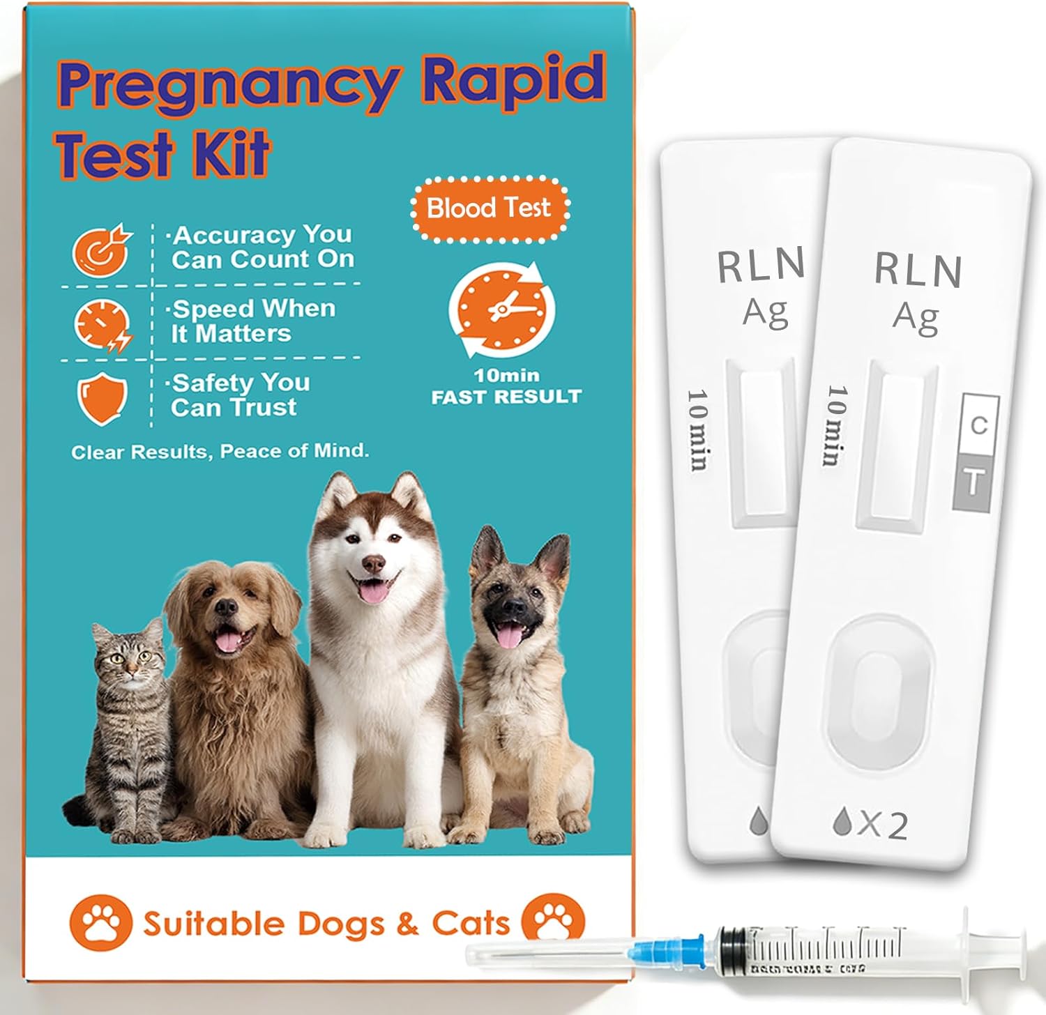 2 Pack Dog & Cat Pregnancy Test Kit – Blood-Based Early Detection for Home & Veterinary Use, Reliable Pet Reproduction Monitoring Tool