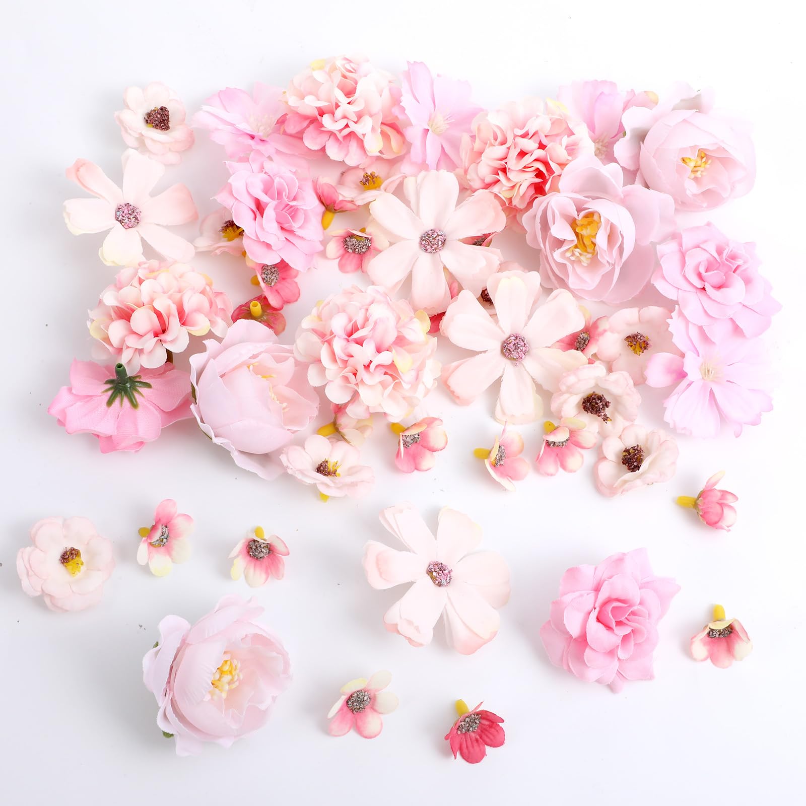 Xthrotsenk Mini Pink Artificial Flower Heads, Fake Flower Heads for Crafts