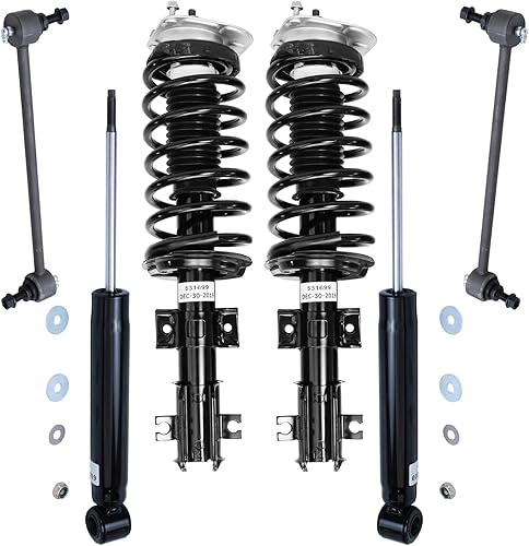 Miniatura 11 de Detroit Axle - Kit de amortiguadores de 6 puntales para Chevrolet Cruze Volt 2011-2012, puntales delanteros con resortes helicoidales barras