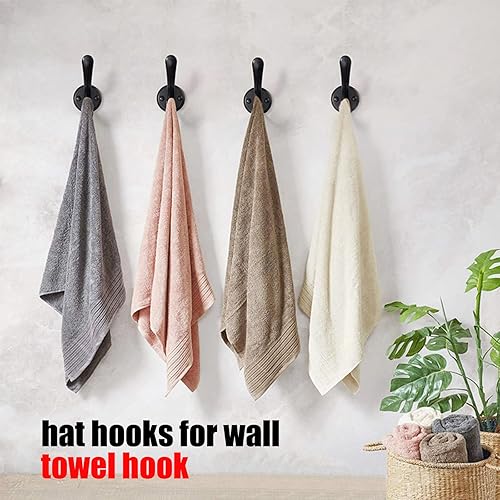 Miniatura 4 de Ganchos de pared para abrigos, llaves, sombrero, toallero, bolso, colgador, doble resistente, para pared, baño, puerta, paquete de 4, color negro