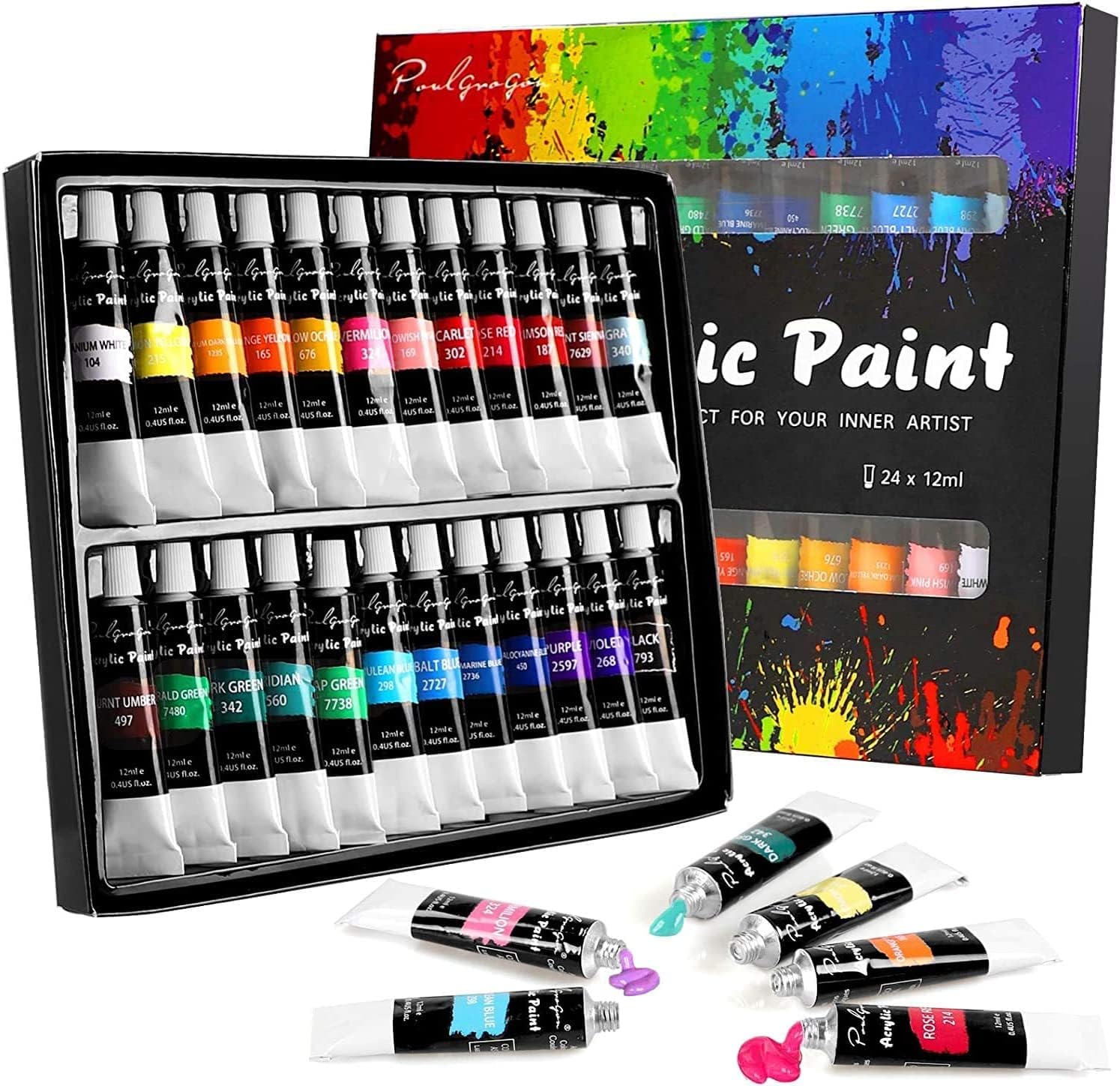 Maanys Acrylic Paint set, 24 Pcs Artist Quality oil Paint Tubes for