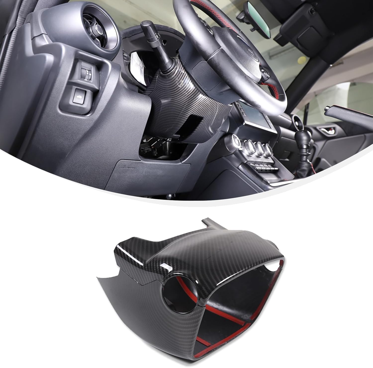 Upper & Lower Steering Column Cover Shroud fit for 2022 2023 Subaru BRZ & 2022 2023 Toyot@ 86, Carbon Fiber Style Base Trim Cover, Steering Column Trim Cover Kit, ABS Material (Carbon Fiber)