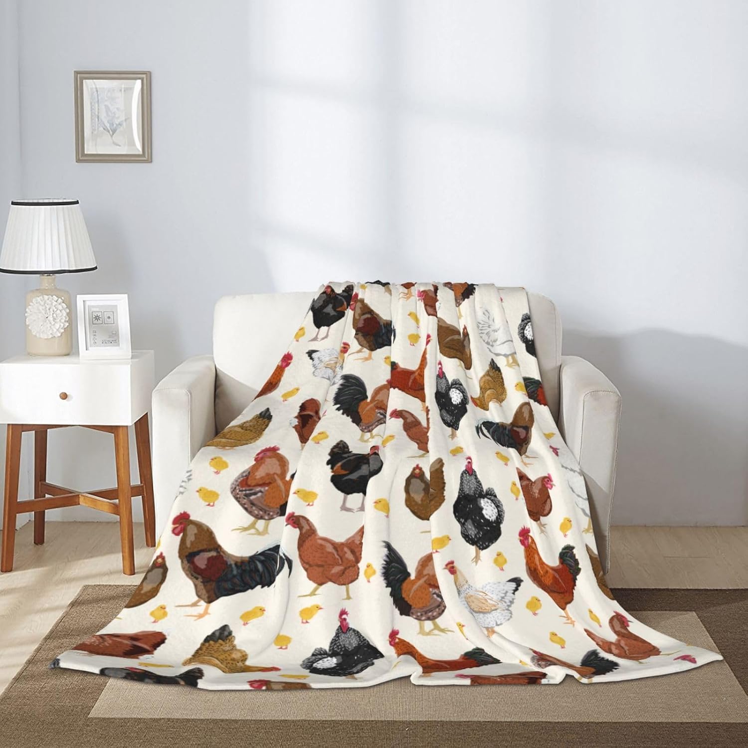 Chickens Blanket Super Soft Throw Blanket, Warm Cozy Fluffy Lightweight Blankets and Throws for Couch Sofa Bed 60"X50"