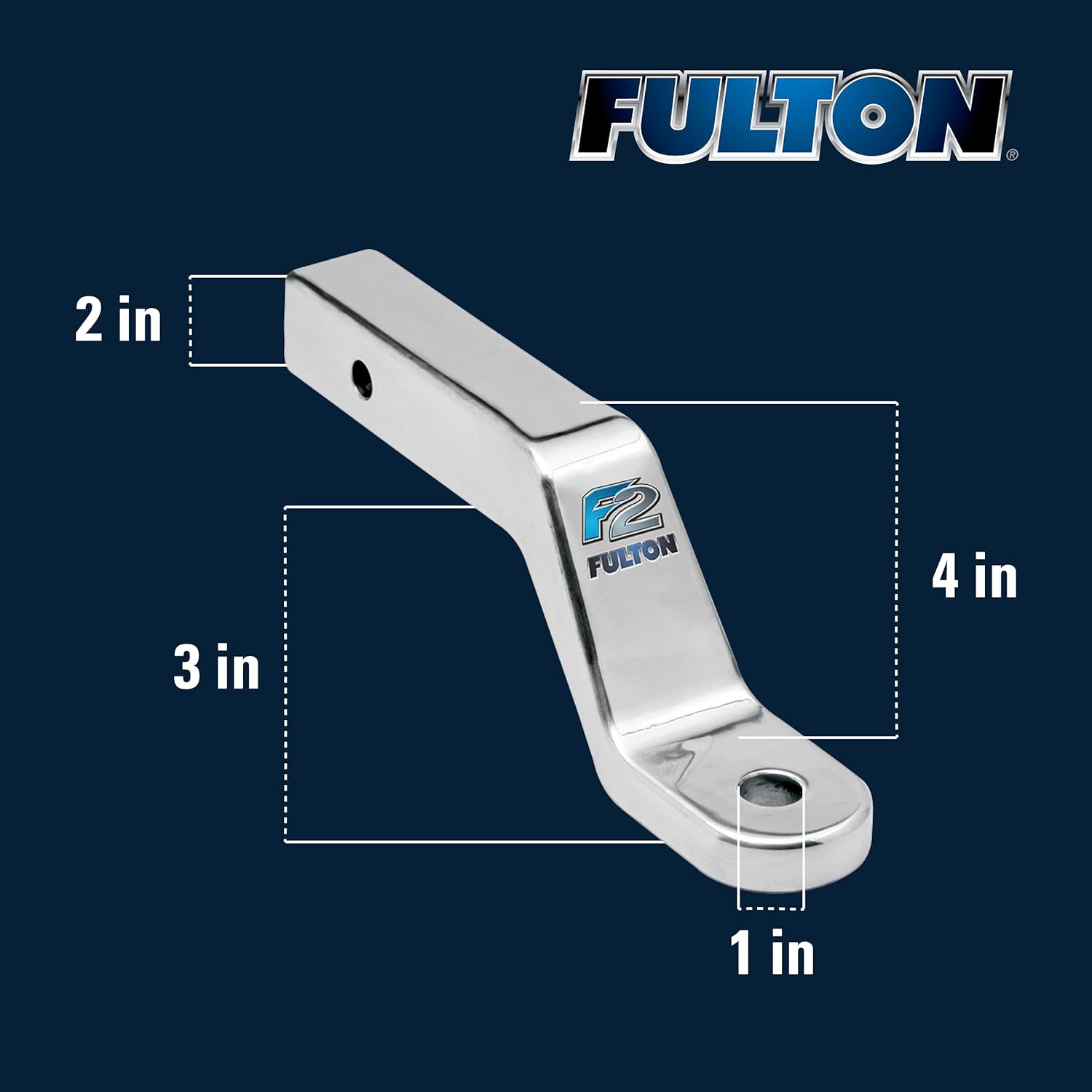 Fulton 4038288 Trailer Hitch Ball Mount, Fits 2 Inch Square Receiver, 4 Inch Drop, 3 Inch Rise, 8,000 lbs. Capacity, Silver