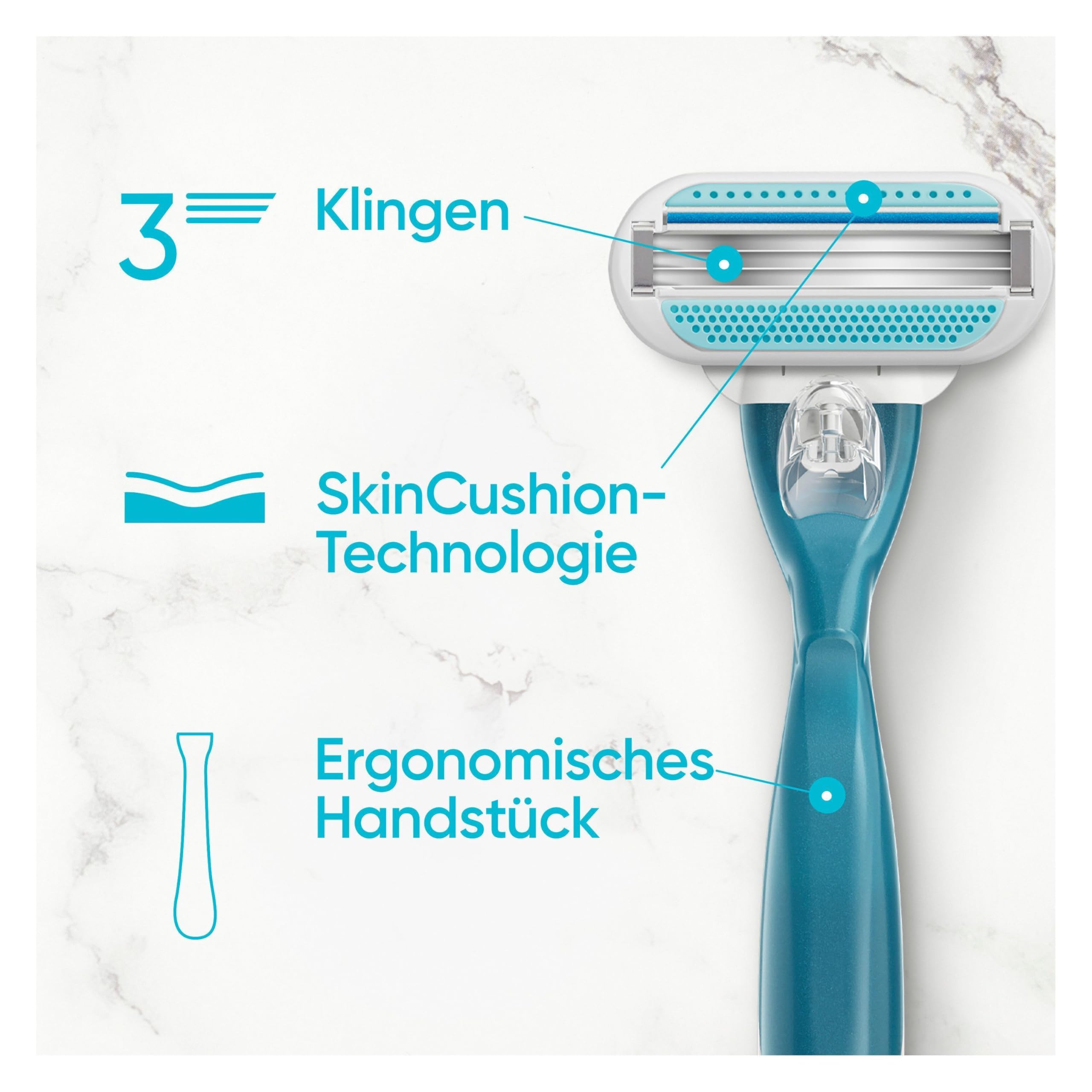 Gillette Venus Smooth Rasierklingen, 16 Original Ersatzklingen, Blau - Damenrasierer, Klingen für Nassrasierer für Eine Glatte Rasur mit 3 Klingen, Die Eine Schnelle Und Gründliche Rasur Ermöglichen
