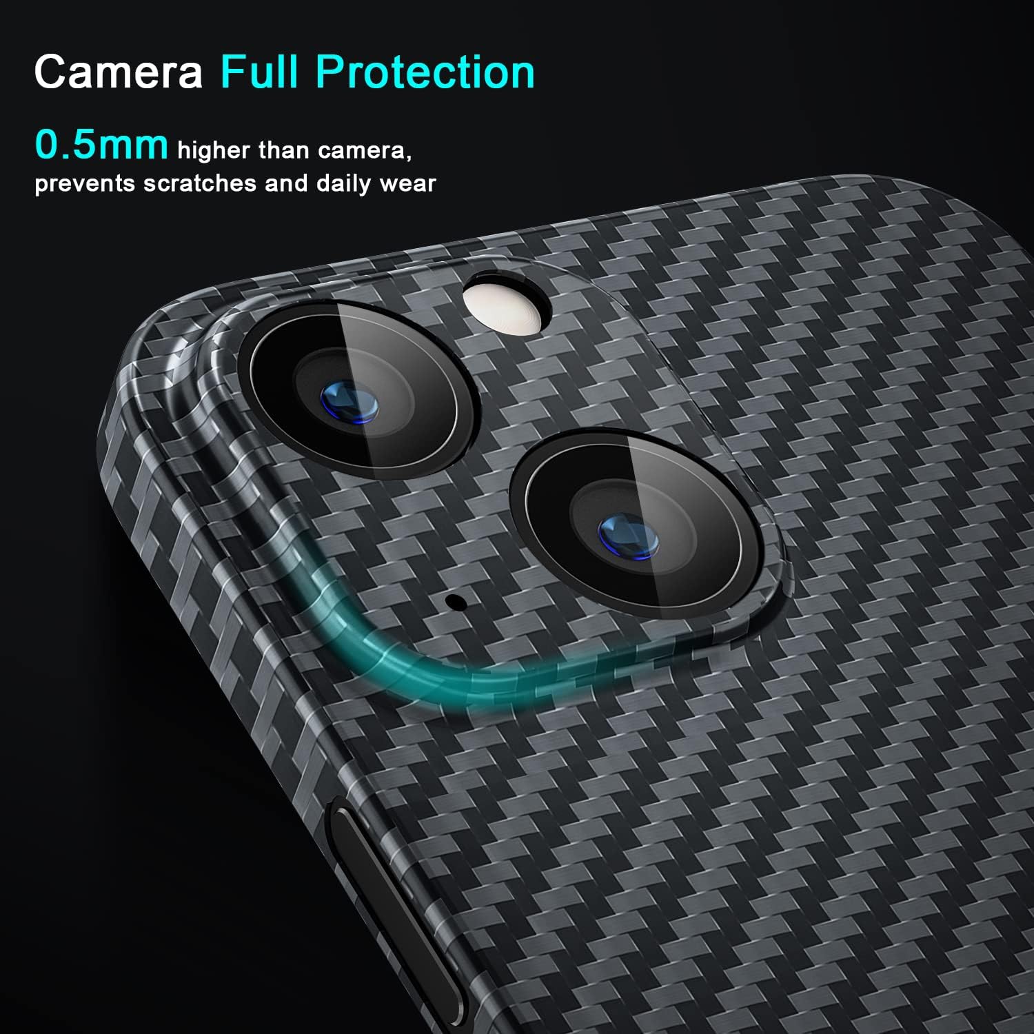 memumi Real Carbon Fiber for iPhone 13 Case, Sturdy Durable Carbon 0.5 mm Slim Fit for iPhone 13 Aramid Fiber Case with Military-Grade Drop Protection Black