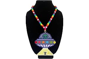 Alien And Spaceship Mini Kandi Necklace: Groove in the Cosmos